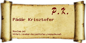 Pádár Krisztofer névjegykártya